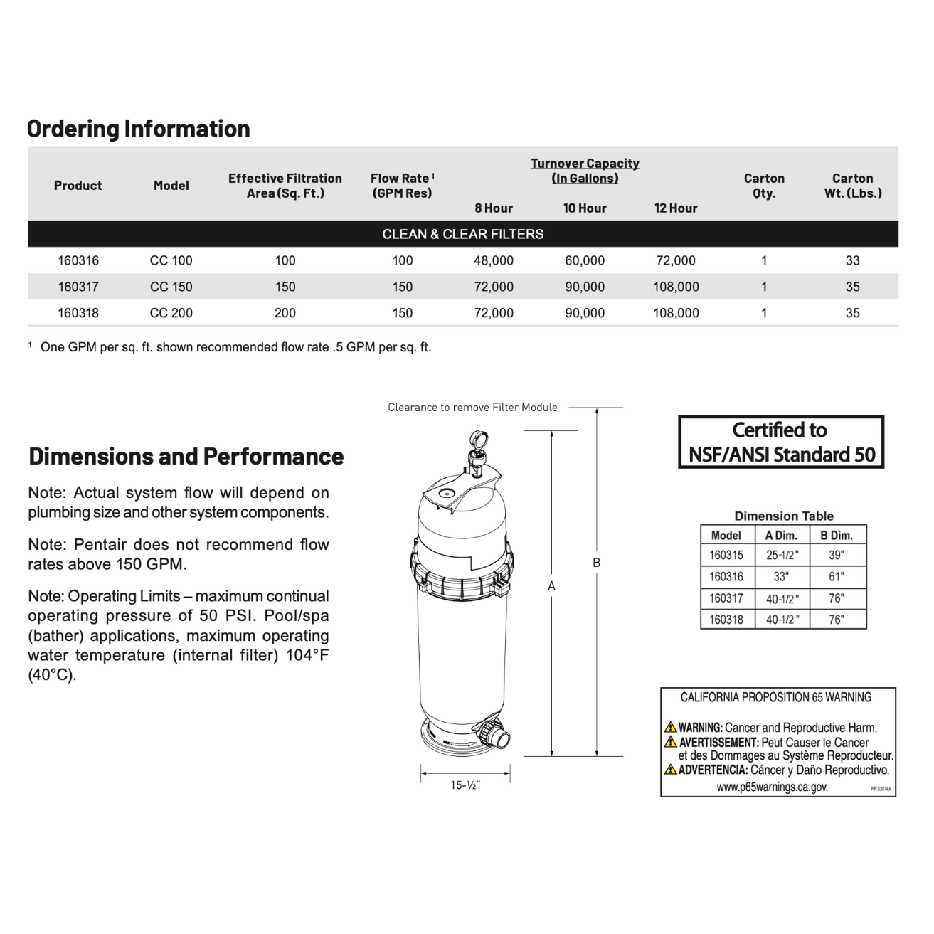 Pentair Clean & Clear® RP Filter